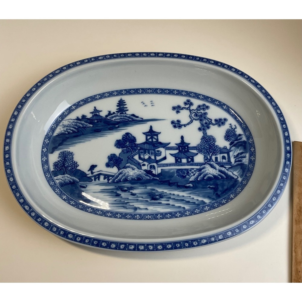 Mottahedeh Blue Canton Oval Platter Historic Charleston Porcelain 12.25 inch